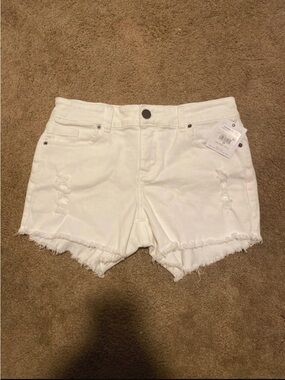 O'Neill White Distressed Frayed Hem Denim Shorts